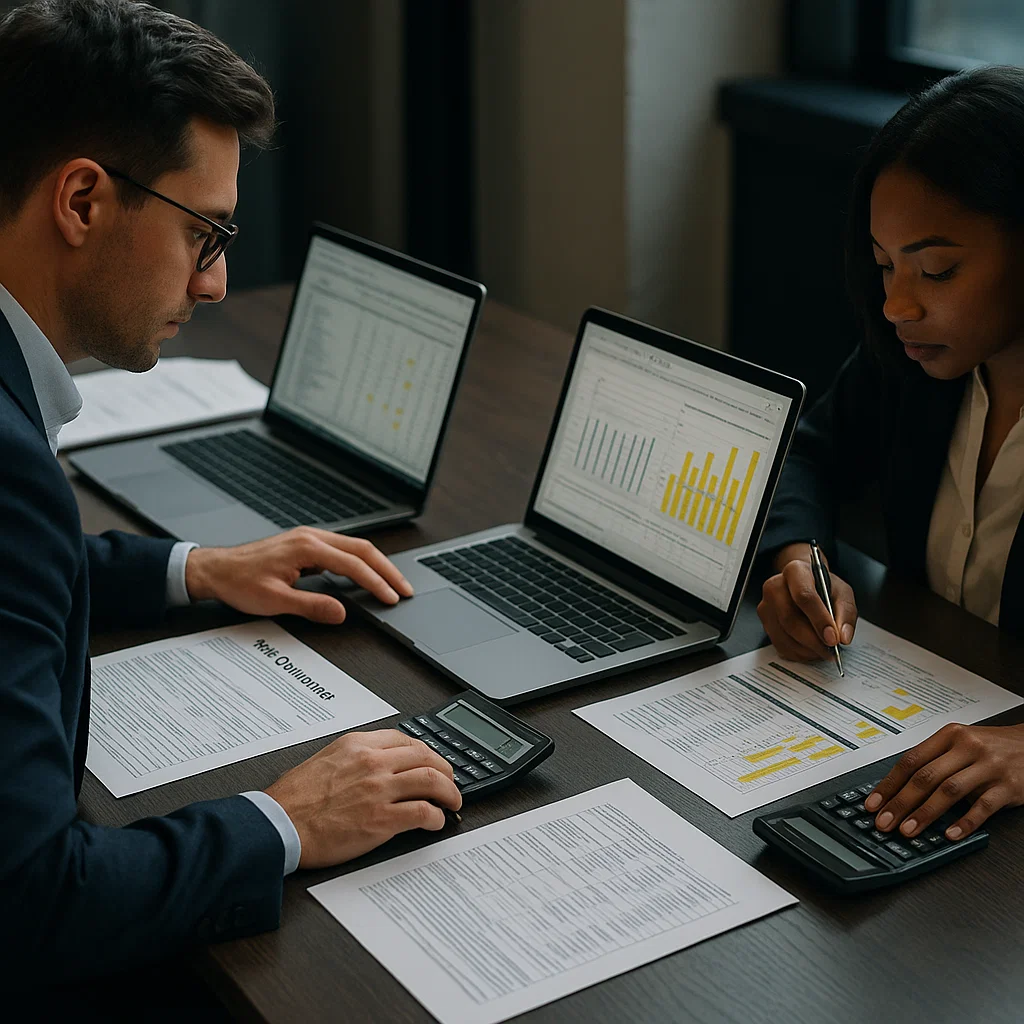 Legal and compliance experts discussing regulatory documents